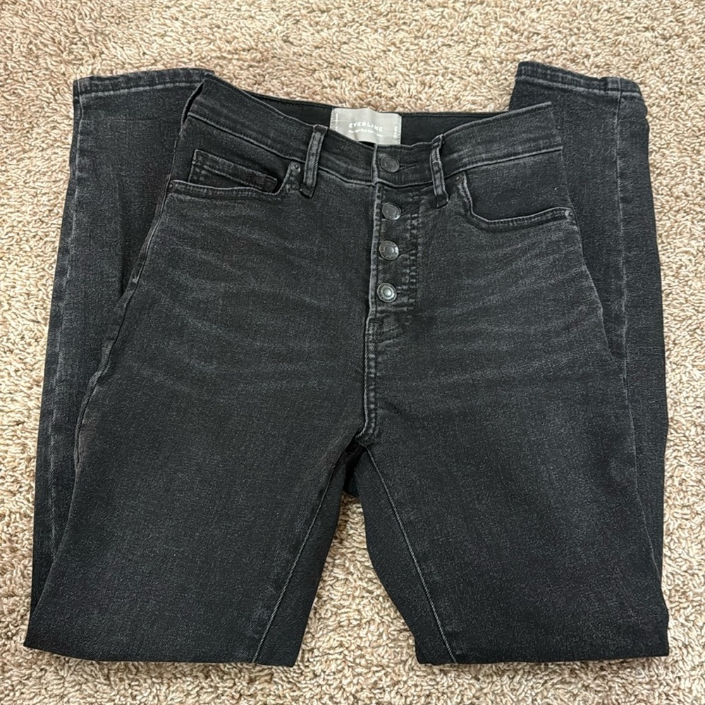 Everlane washed black high rise skinny jeans